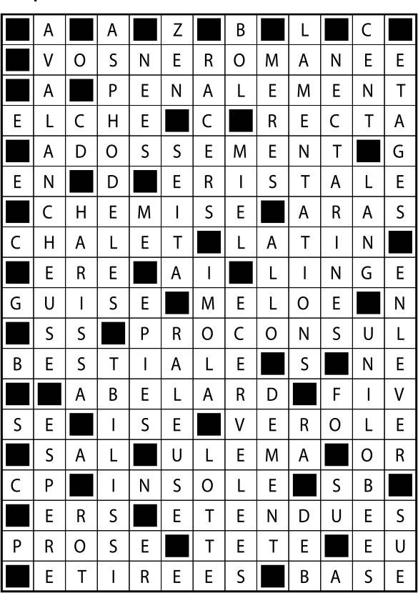 Solutions des mots fléchés du précédent numéro