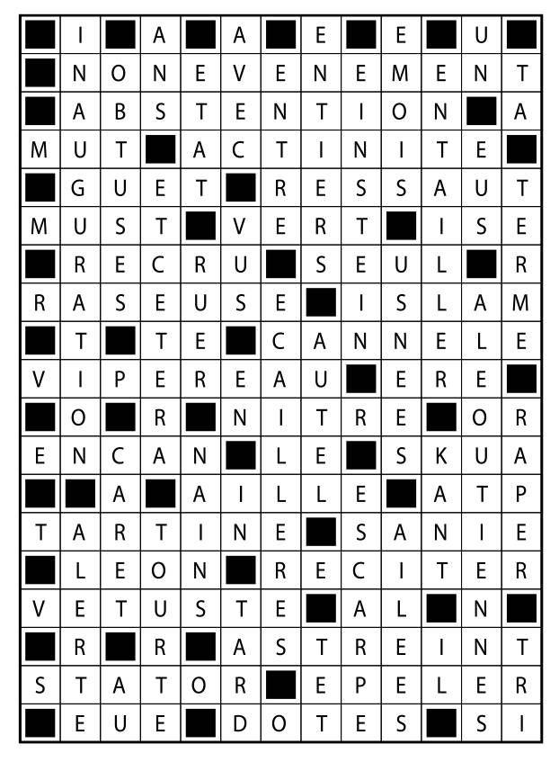 Solutions des mots fléchés du précédent numéro
