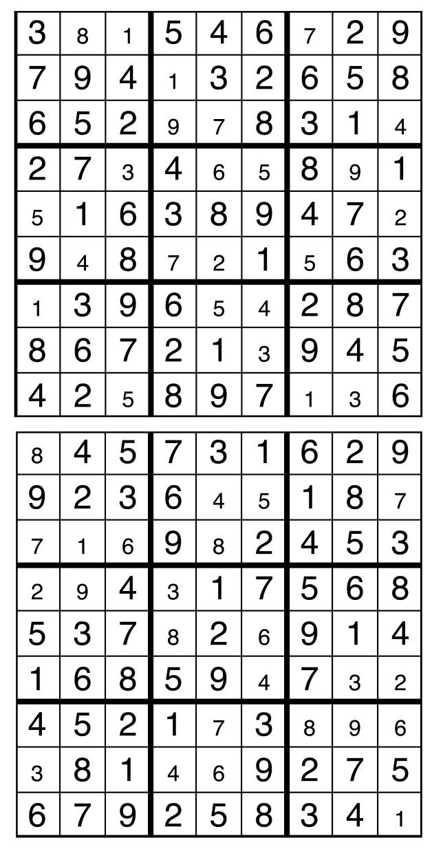 Solutions des sudokus du précédent numéro