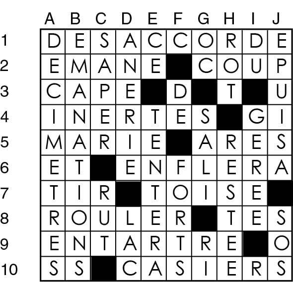Solutions des mots croisés du précédent numéro