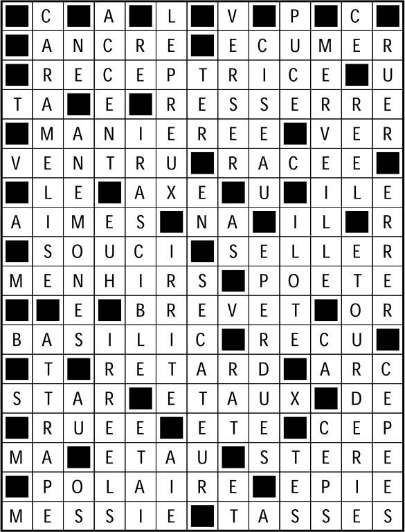 Solutions des mots fléchés du précédent numéro