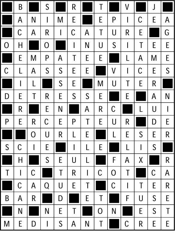 Solutions des mots fléchés du précédent numéro
