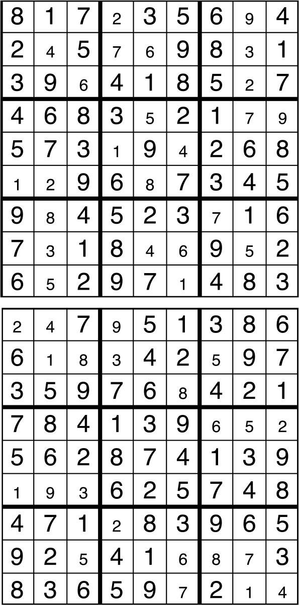 Solutions des sudokus du précédent numéro