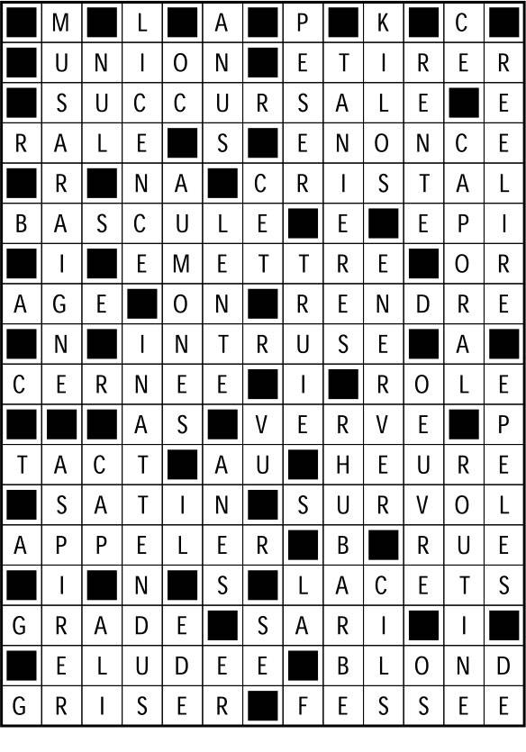 Solutions des mots fléchés du précédent numéro