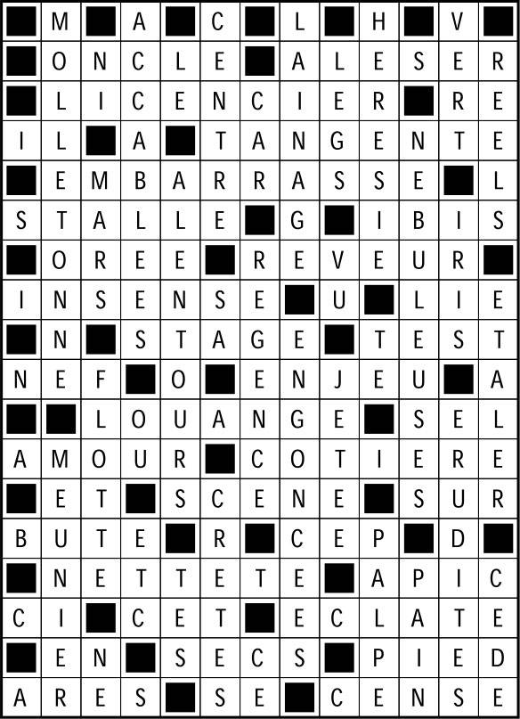 Solutions des mots fléchés du précédent numéro