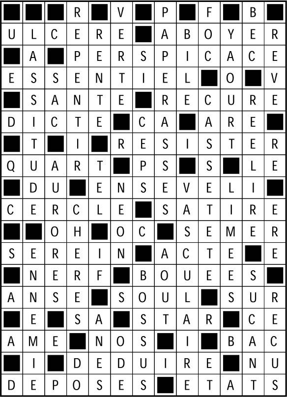 Solutions des mots fléchés du précédent numéro