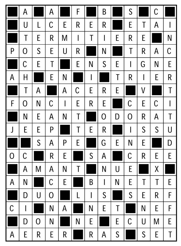Solutions des mots fléchés du précédent numéro