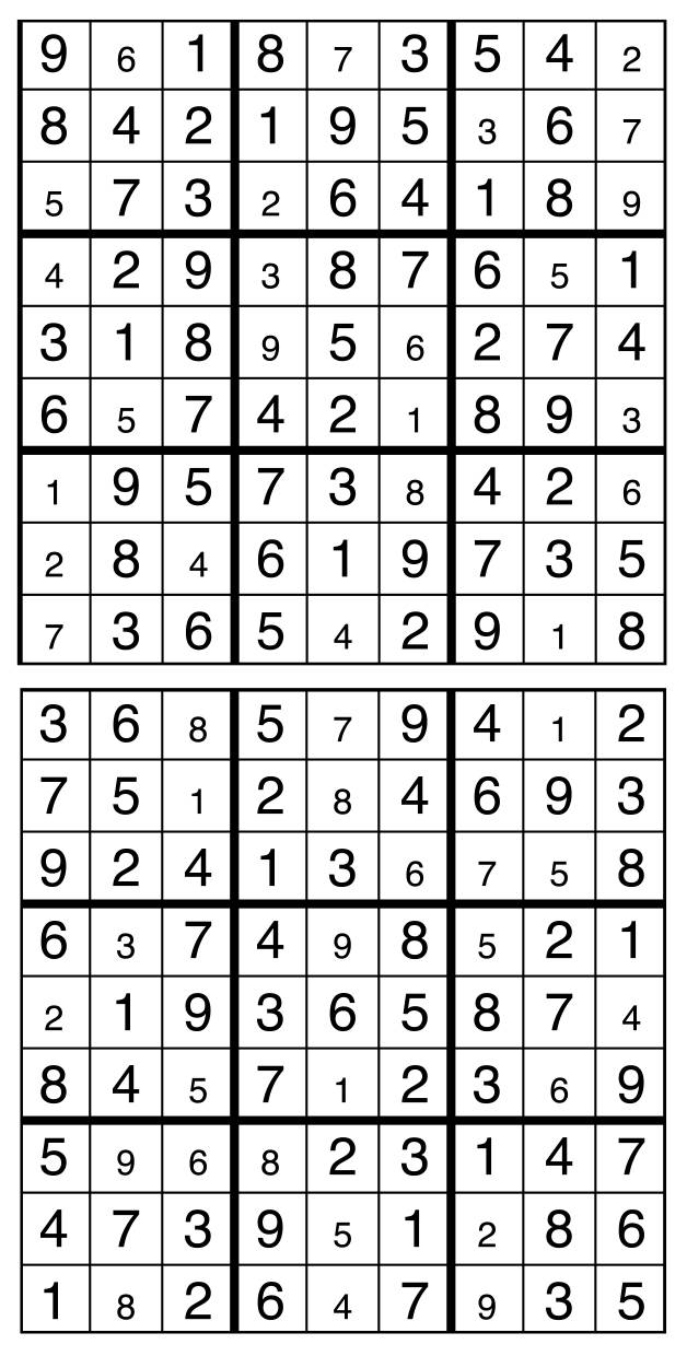 Solutions des sudokus du précédent numéro