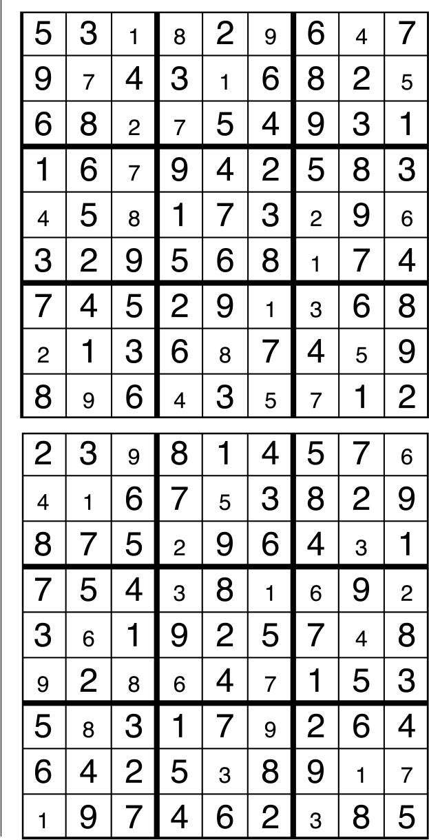Solutions des sudokus du précédent numéro