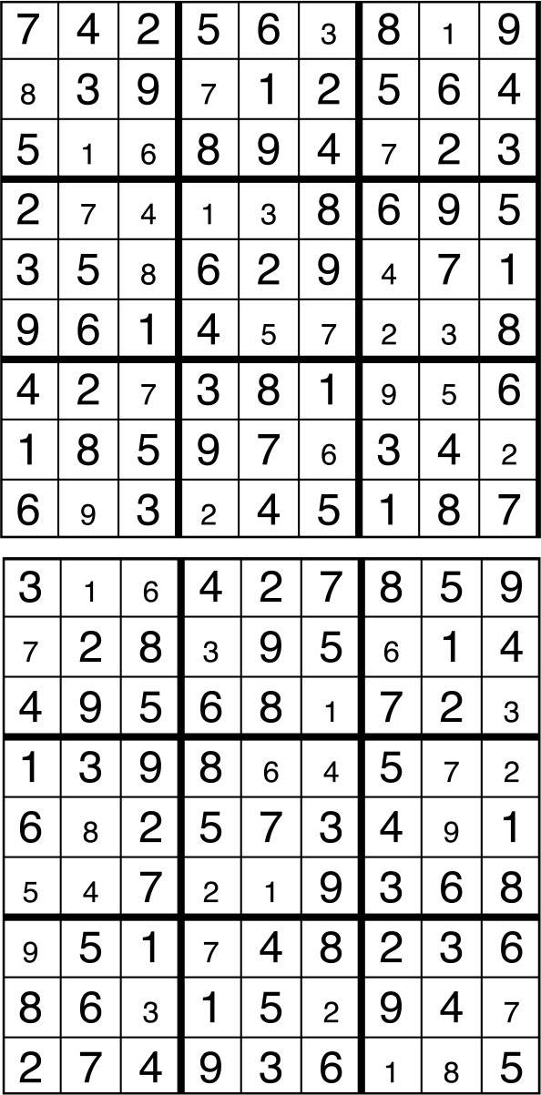 Solutions des sudokus du précédent numéro