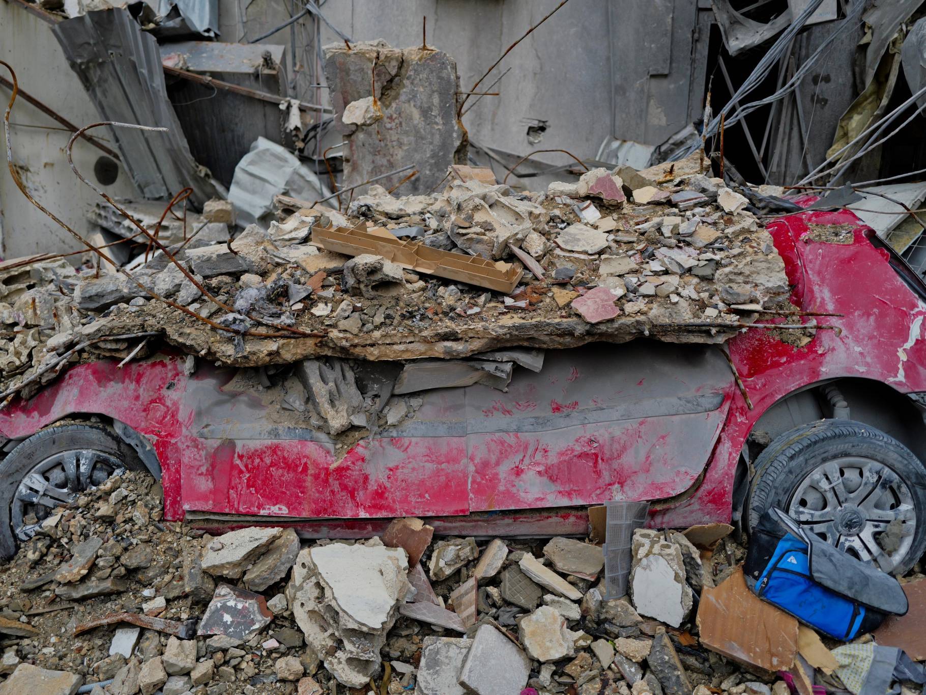 ...and crushed cars. (Credit: Matthieu Karam)