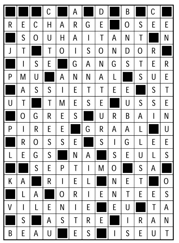 Solutions des mots fléchés du précédent numéro