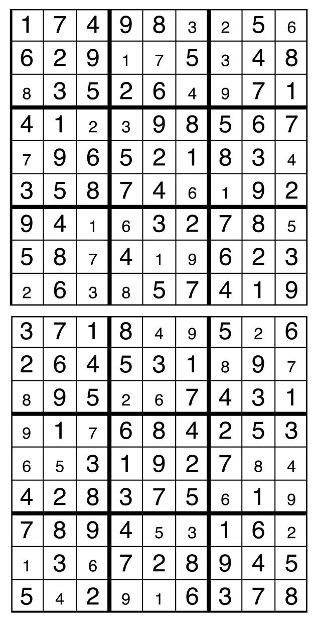 Solutions des sudokus du précédent numéro
