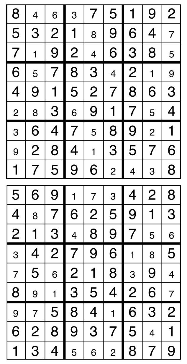 Solutions des sudokus du précédent numéro