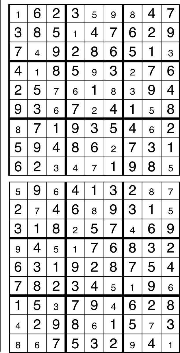 Solutions des sudokus du précédent numéro