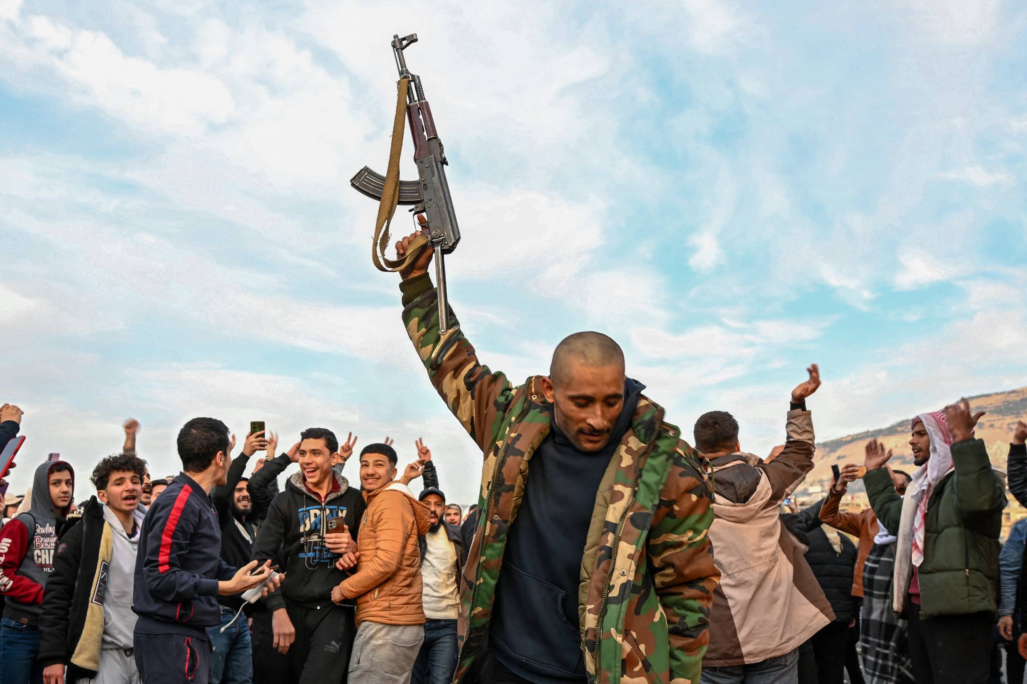 Celebrations in Umayyad Square. (Credit: Louai Beshara/AFP)