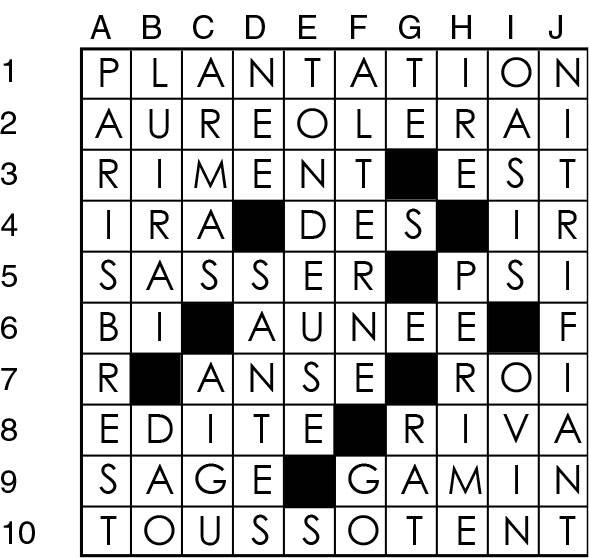 Solutions des mots croisés du précédent numéro