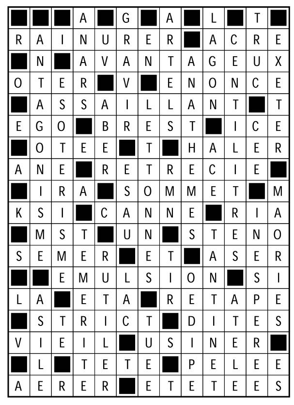 Solutions des mots fléchés du précédent numéro