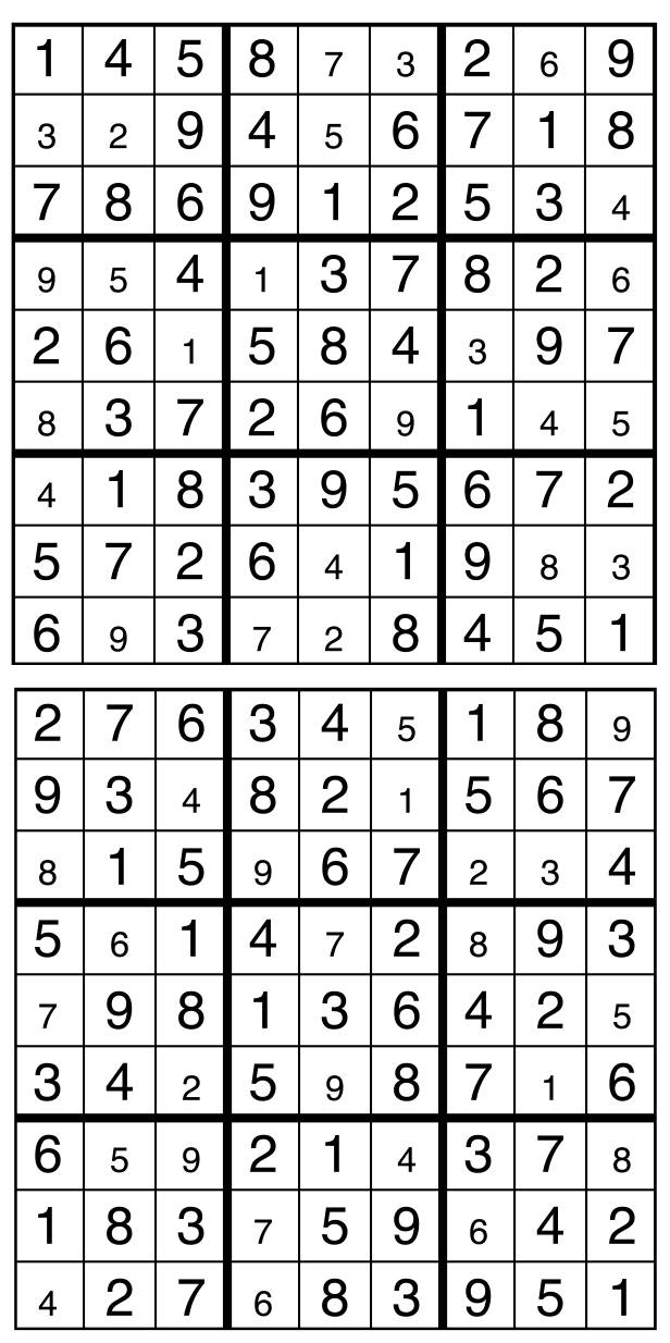 Solutions des sudokus du précédent numéro