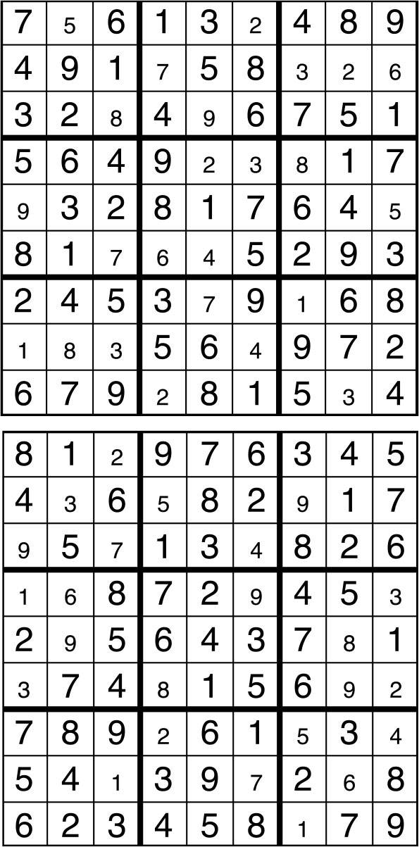 Solutions des sudokus du précédent numéro