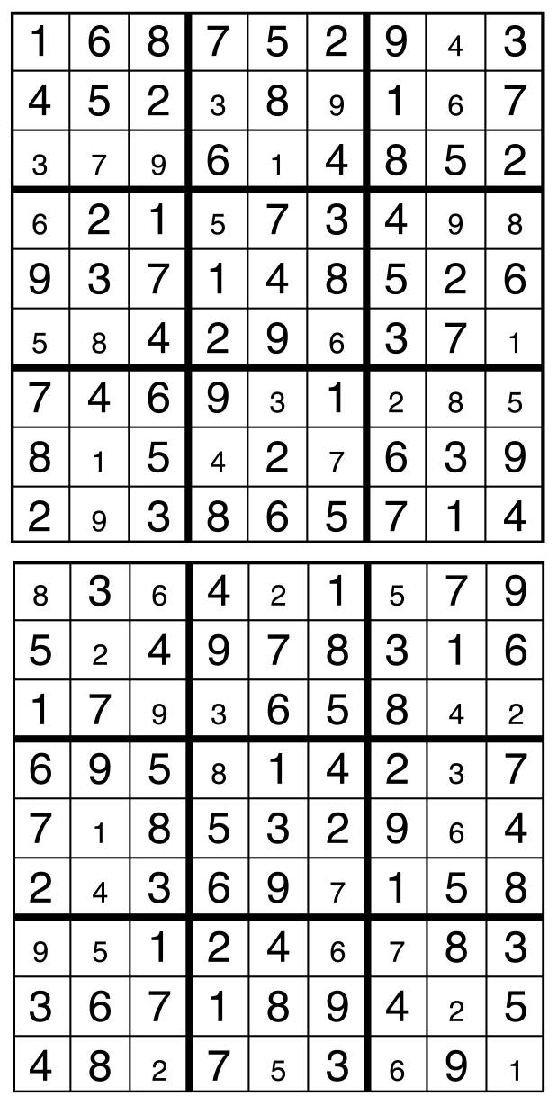 Solutions des sudokus du précédent numéro
