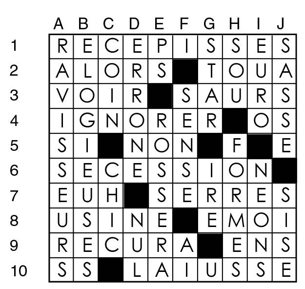Solutions des mots croisés du précédent numéro