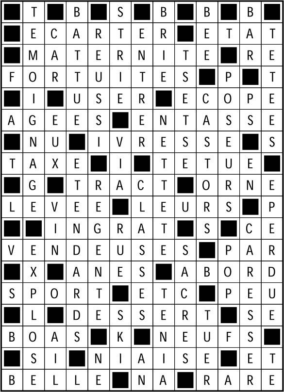 Solutions des mots fléchés du précédent numéro