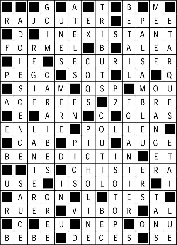 Solutions des mots fléchés du précédent numéro