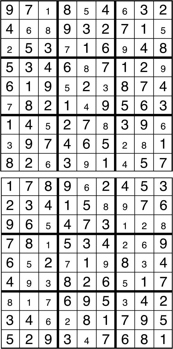 Solutions des sudokus du précédent numéro