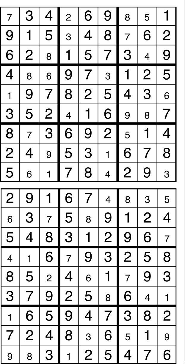 Solutions des sudokus du précédent numéro