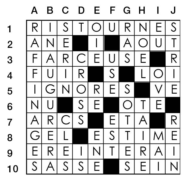 Solutions des mots croisés du précédent numéro