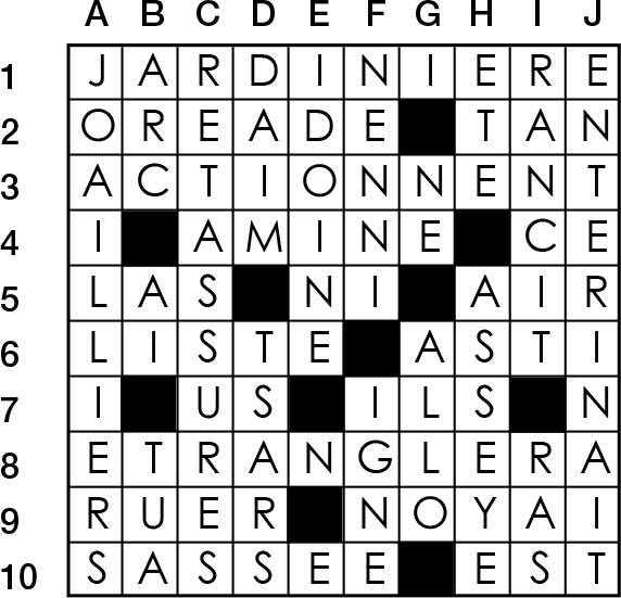 Solutions des mots croisés du précédent numéro