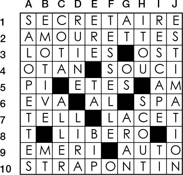 Solutions des mots croisés du précédent numéro
