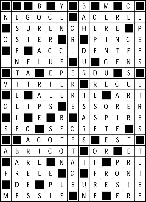 Solutions des mots fléchés du précédent numéro