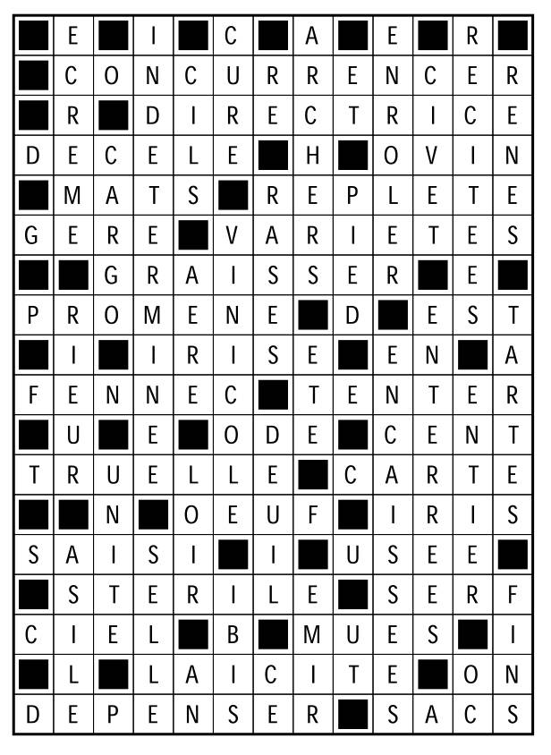 Solutions des mots fléchés du précédent numéro