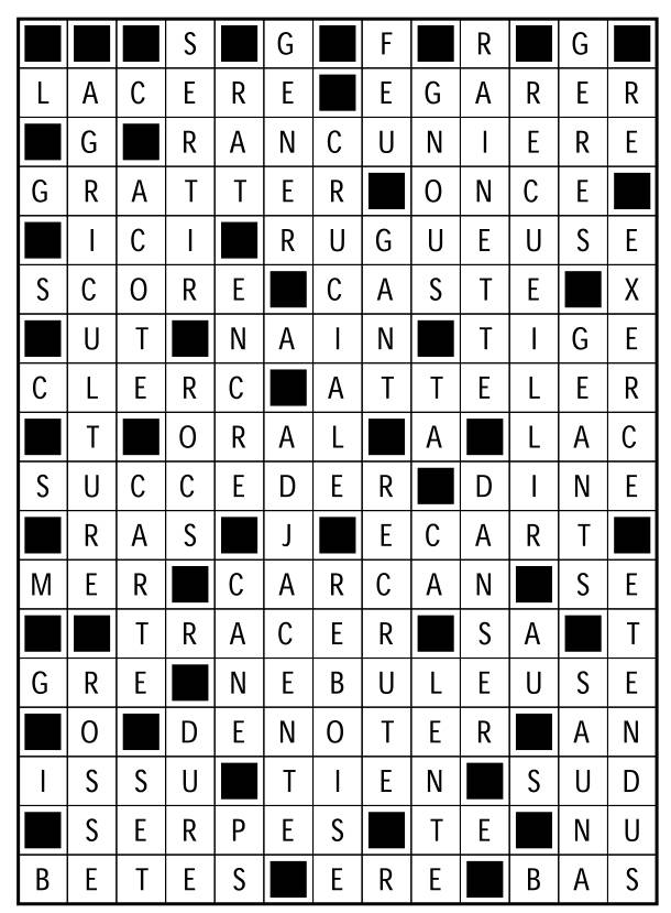 Solutions des mots fléchés du précédent numéro
