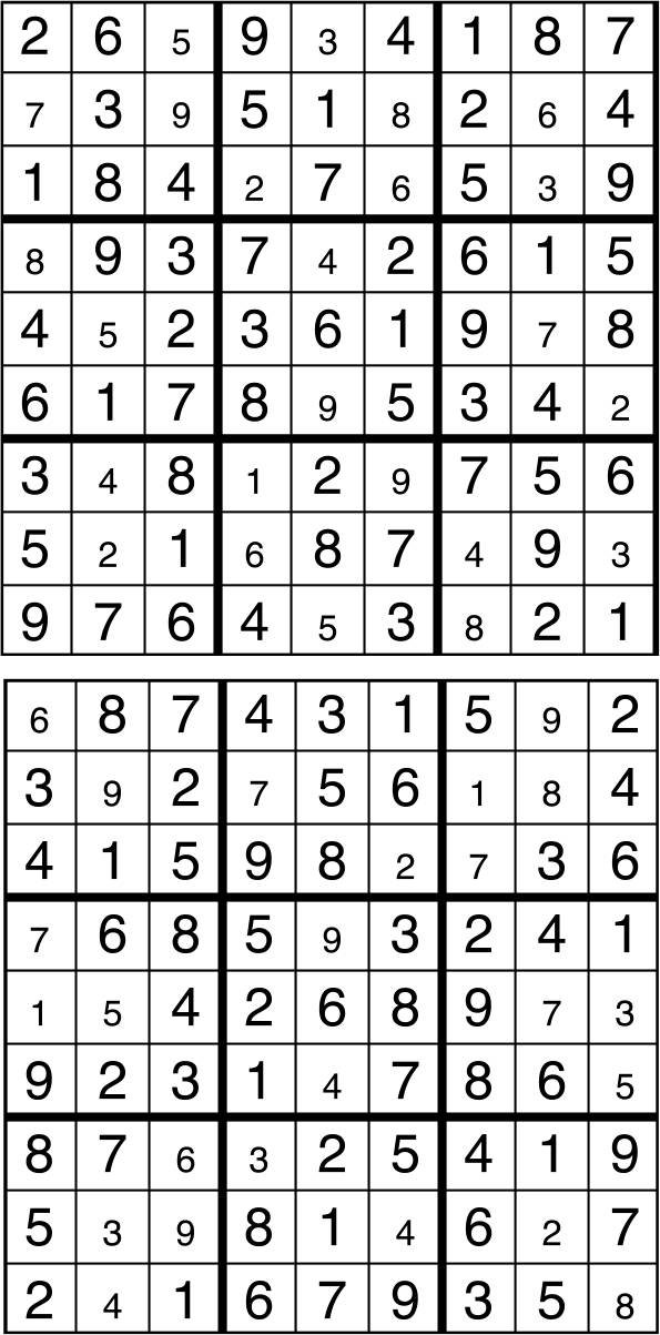 Solutions des sudokus du précédent numéro