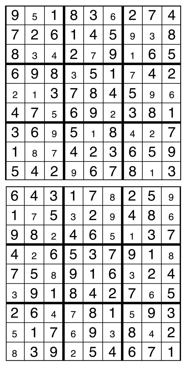 Solutions des sudokus du précédent numéro