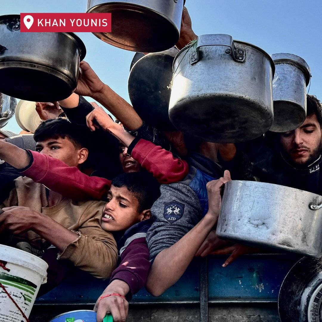 Thousands queue for ‘very scarce’ food for hours on end in Khan Younis: UNRWA