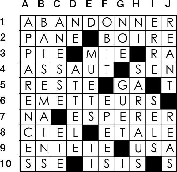 Solutions des mots croisés du précédent numéro
