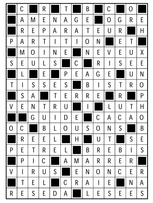 Solutions des mots fléchés du précédent numéro