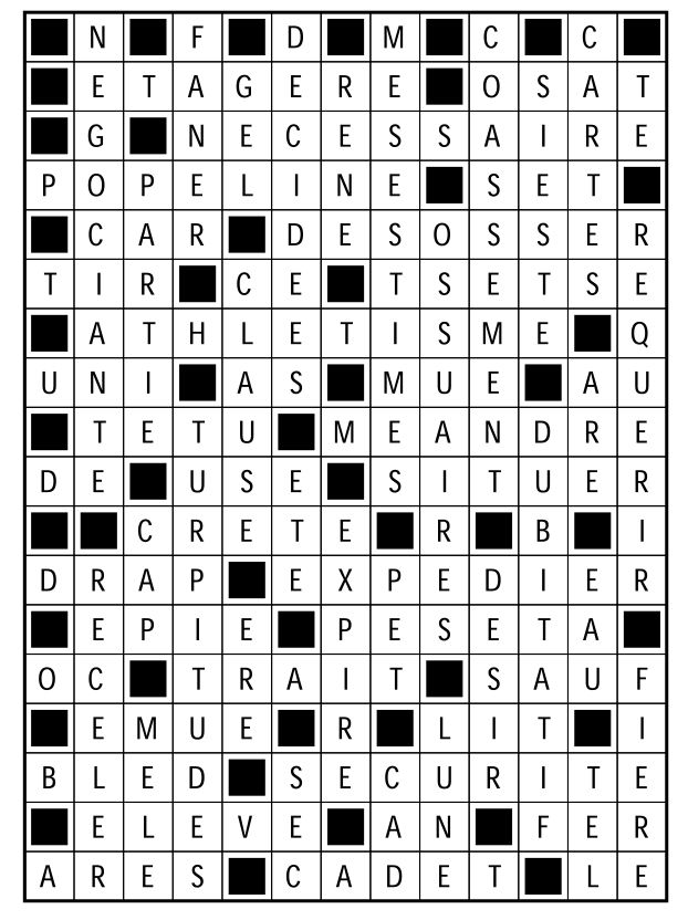 Solutions des mots fléchés du précédent numéro