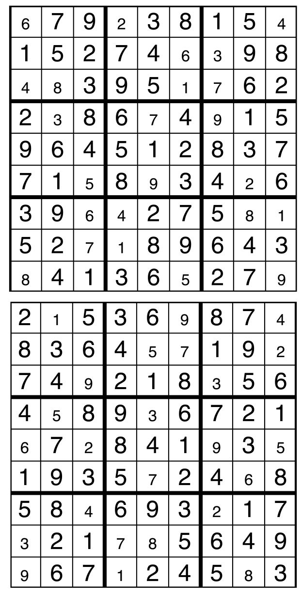Solutions des sudokus du précédent numéro