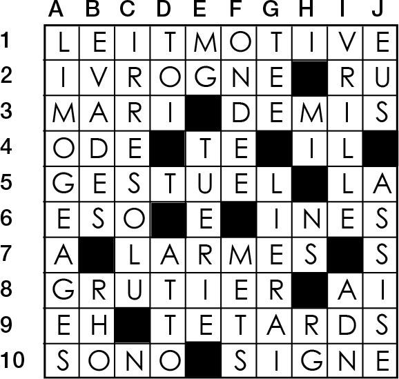 Solutions des mots croisés du précédent numéro