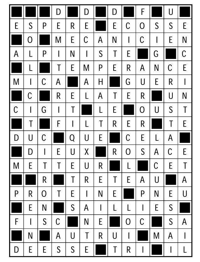 Solutions des mots fléchés du précédent numéro