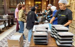 Aline Kamakian and her team at work feeding 3,000 people. (Credit: C.H.)