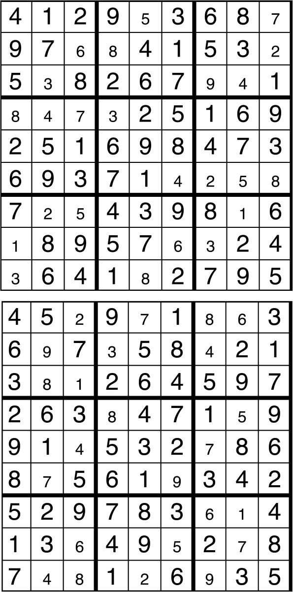 Solutions des sudokus du précédent numéro