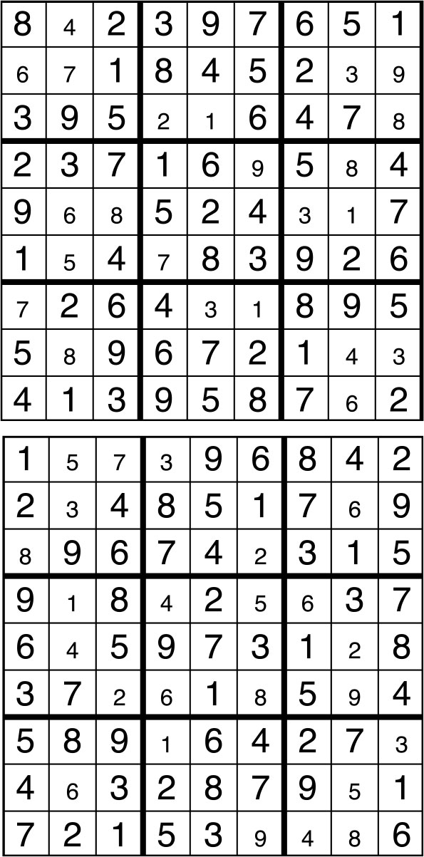 Solutions des sudokus du précédent numéro