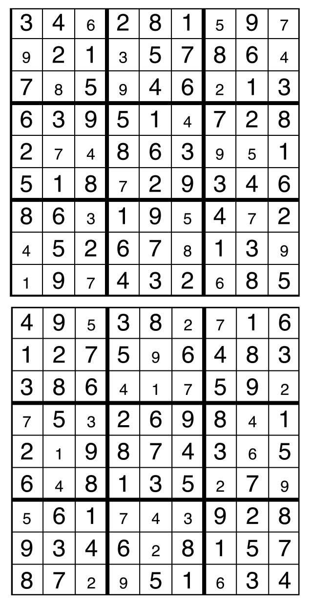 Solutions des sudokus du précédent numéro