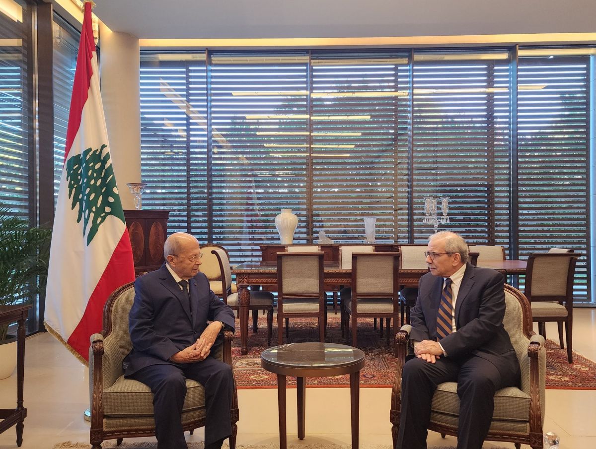 PM-designate Nawaf Salam speaks with Michel Aoun